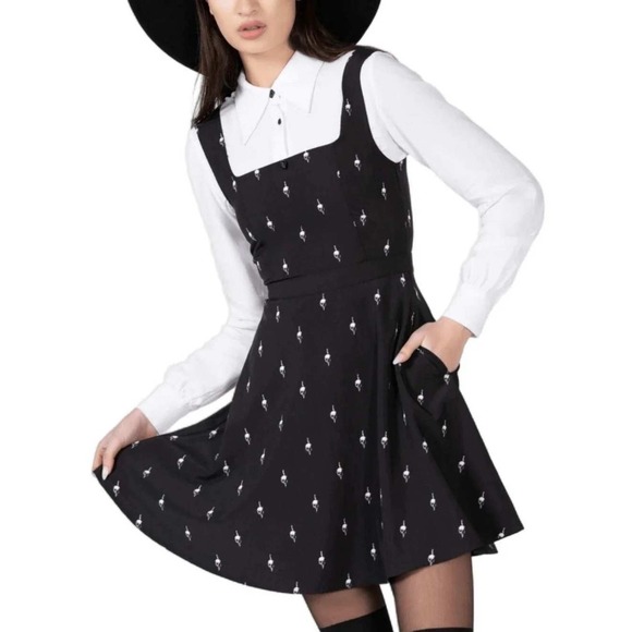 Killstar Dresses & Skirts - killstar little storm cloud pinafore dress skull print